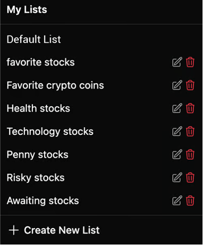 اضافة قائمة، حذف، تعديل الاسم