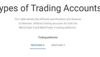 Trading accounts available in the trading company Admiral Markets