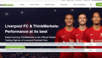 الصفحة الرئيسية لموقع شركة التداول ThinkMarkets