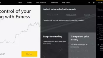 Exness Trading website homepage