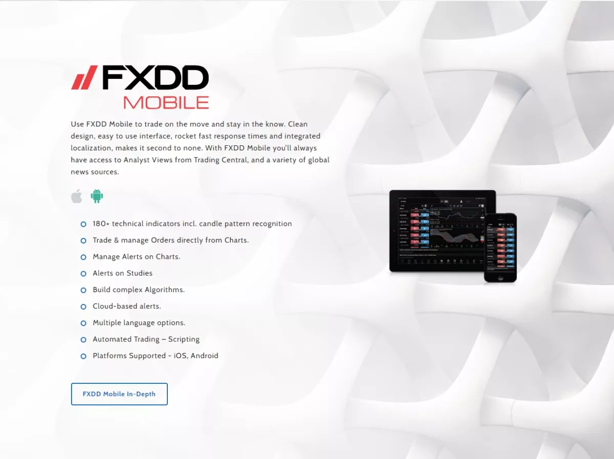 Mobile trading platform provided by fxdd broker